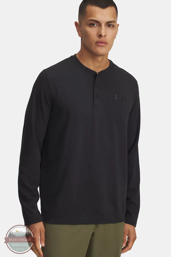 Under Armour 6005033 UA Expanse ColdGear Infrared Long Sleeve Henley Shirt in 001 black, front