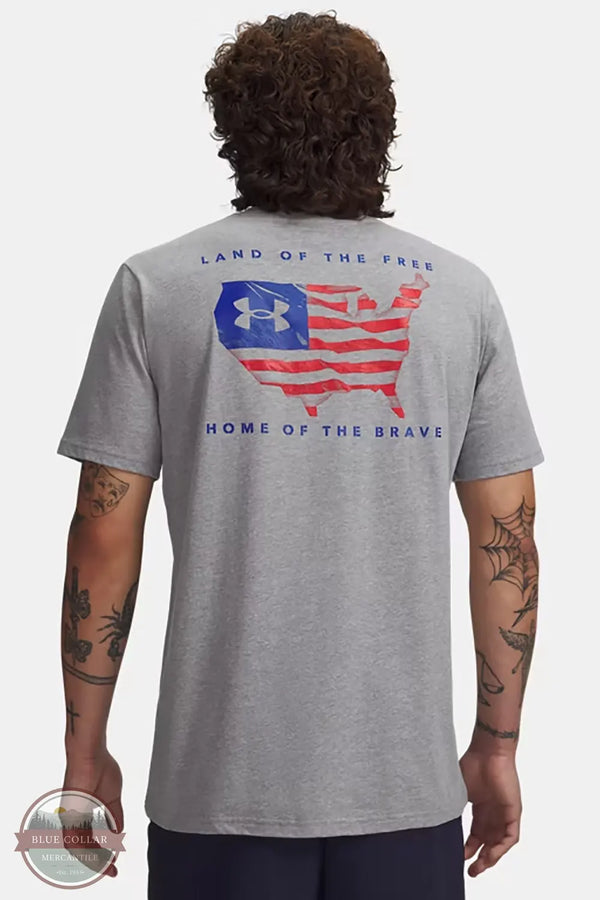 Under Armour 6009149-035 Freedom Flag Short USA T-Shirt Grey back image