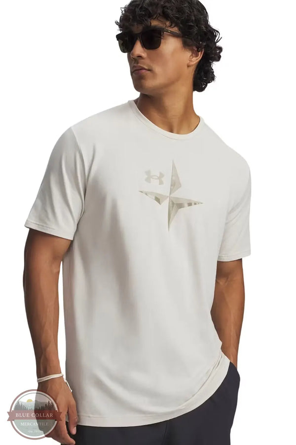 Under Armour 6012783 UA Explore Graphic Short Sleeve T-Shirt in 110 White Front model image