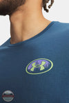 Under Armour 6013030-498 UA Outdoor Aurora T-Shirt in Wham Blue/Lumos Lime front print view