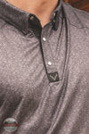 Vexil Brand - Western Pearl Snap Polo - Floral | Black front snaps close up view