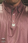 Vexil Brand - Western Pearl Snap Polo - Geo | Maroon front snap view