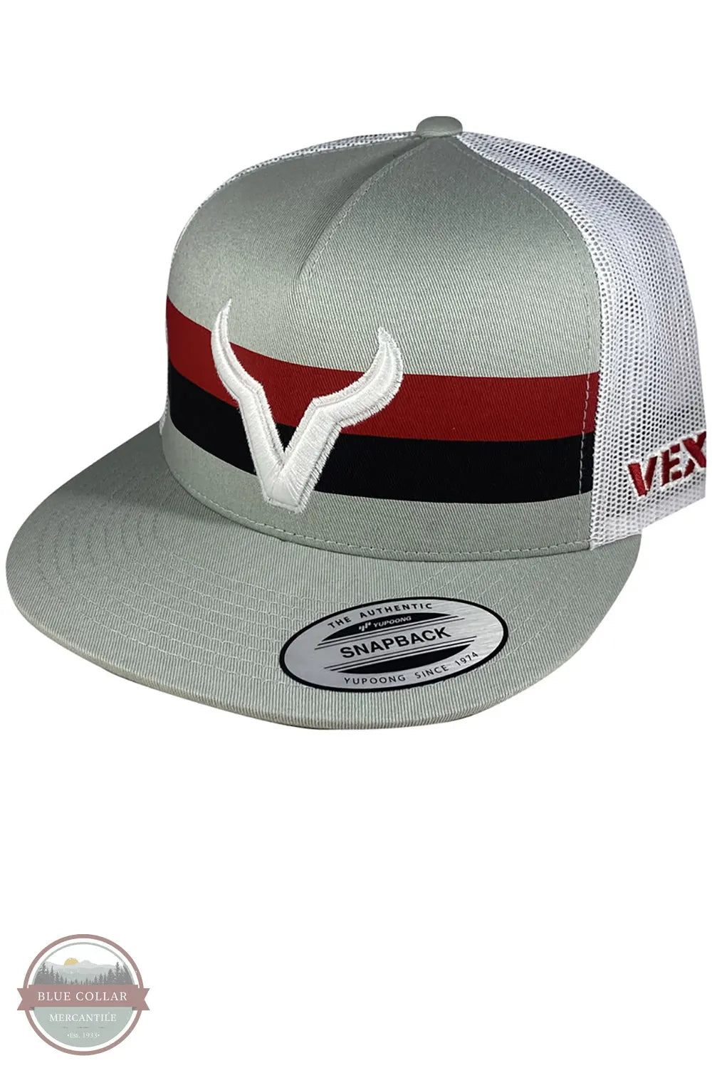 Vexil Brand - Stripes -White Icon - Puritan Grey/Black Mesh front view