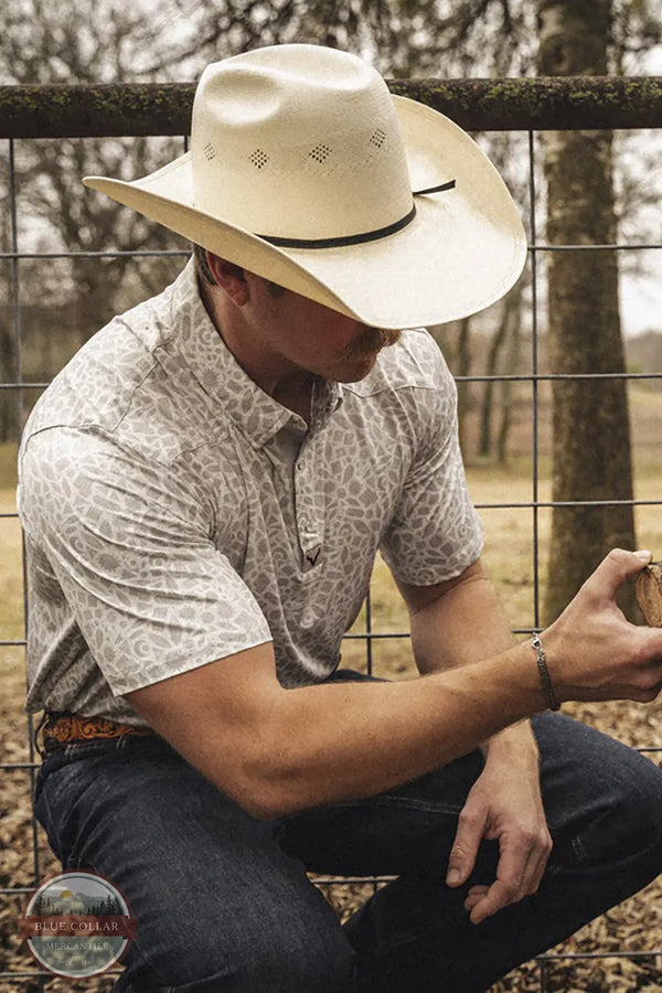 Vexil Brand – Western Pearl Snap Polo - Tribal Board | White front view of shirt