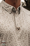 Vexil Brand – Western Pearl Snap Polo - Tribal Board | White closeup of pearl snaps view