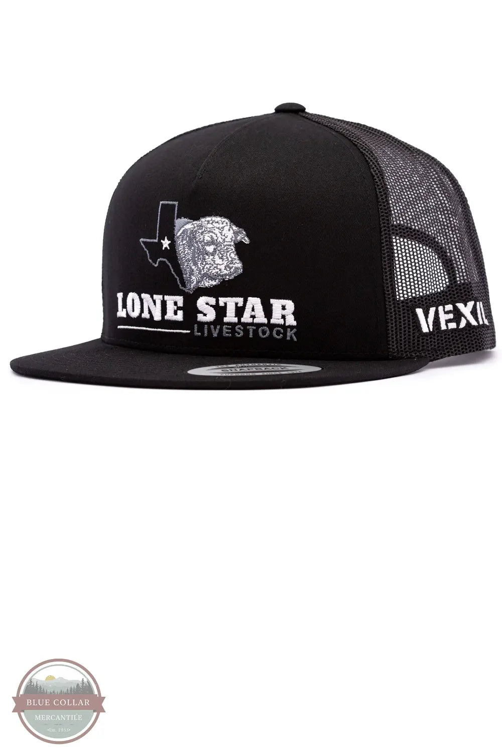 Vexil Brand Lone Star Livestock Snapback Cap in black angled view