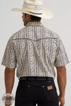 Wrangler 112374815 Vintage-Inspired Piped Printed Western Snap Shirt back view
