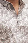Vexil Brand - Western Pearl Snap Polo - Retro Camo | White polo pearl snaps closeup