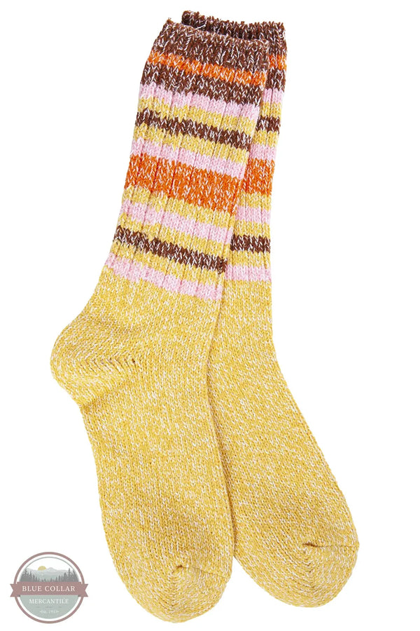 World's Softest WRAGGCRW-575 Weekend Ragg Crew Socks in Honey Stripe