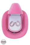 HE-144 Pink Rhinestone Horseshoe Earrings in Cowboy Hat Gift Box by Western Express opened box