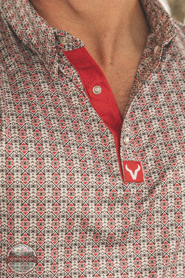 Vexil Brand - Western Pearl Snap Polo - Native Arrows | Red vexil tag view