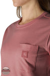 Carhartt 107391 Women's Irvine Relaxed T-Shirt in Red close-up of chest pocket