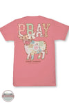 Simply Southern SS-PRAY-TEAROSE Women's Pray Patchwork Cow Short Sleeve T-Shirt in Tearose Pink back view of shirt