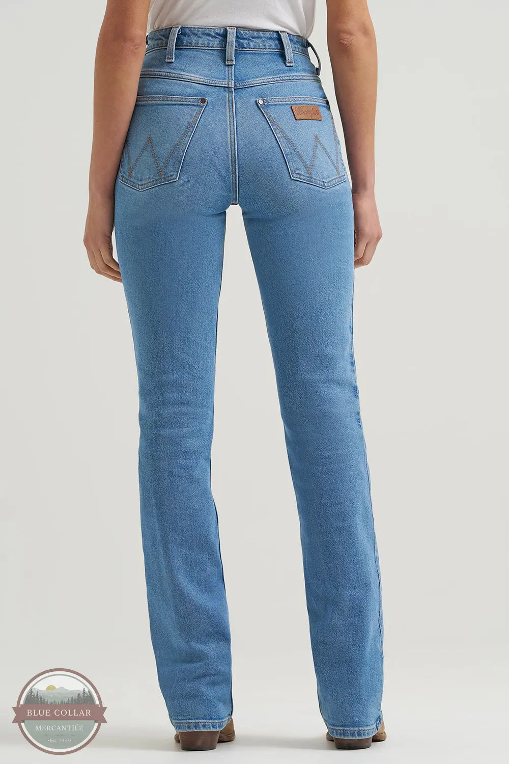 Wrangler 112367598 Women's High Rise Rodeo Bootcut Wrangler Riding Jean in Camila Blue rear view