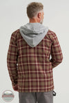 Wrangler 112366592 Riggs Hooded Flannel Plaid Jacket in Chocolate, rear