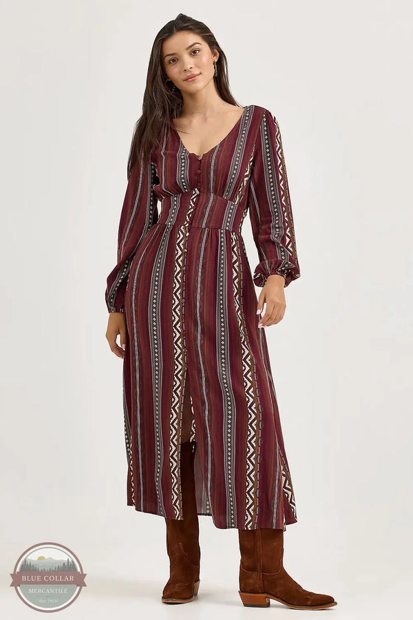 Wrangler 112367389 Retro Western Vintage Peasant Sleeve Dress, front