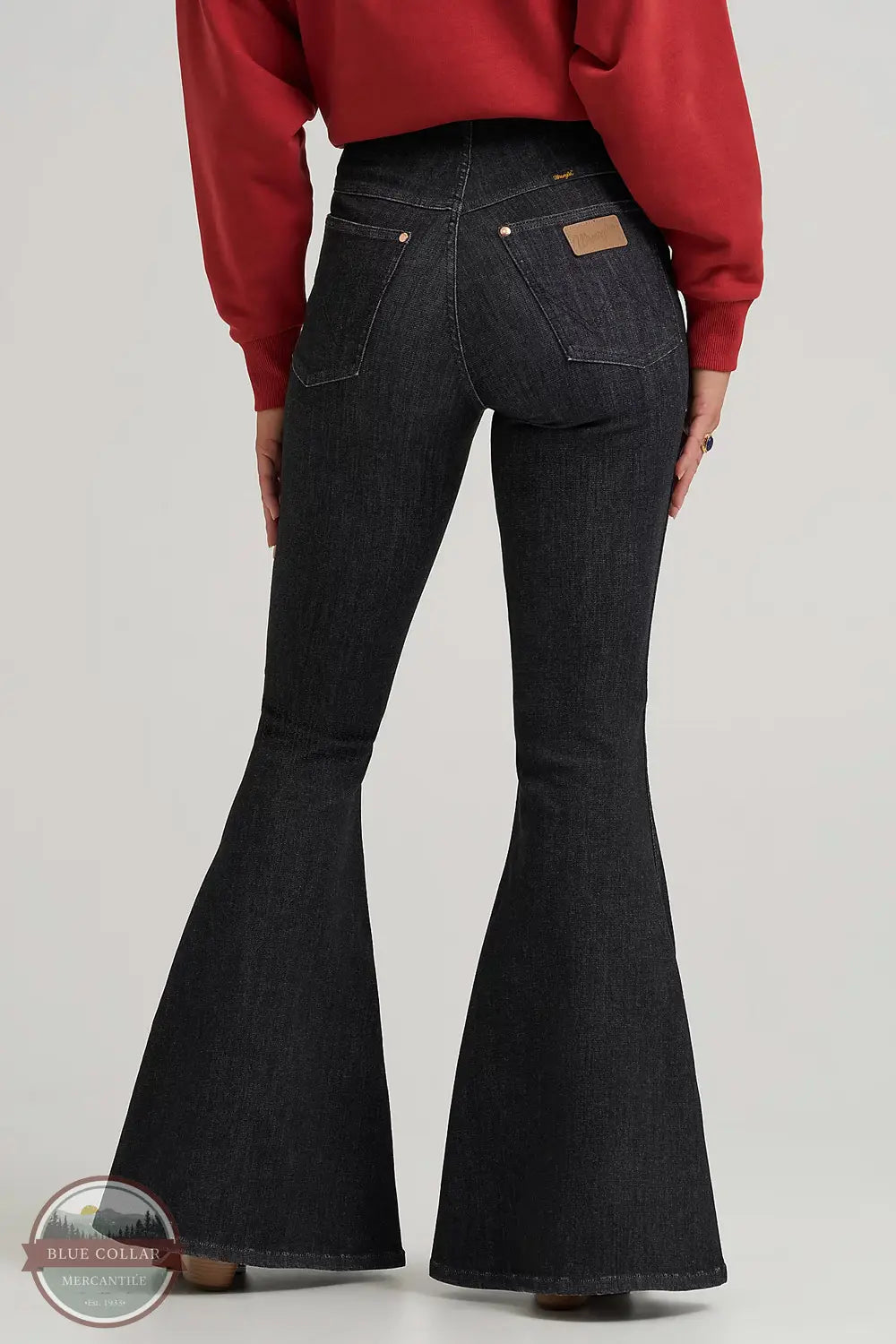Wrangler 112370416 Lainey Wilson Pull On Bell Bottom Jeans in black, rear