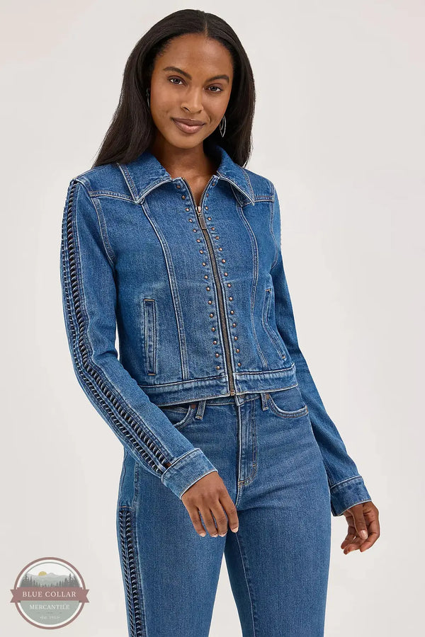 Wrangler 112371721 Western Braided Denim Ladder Jacket, front
