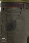 Wrangler 112375001 Riggs Workwear Performance Technician Pant in Loden Green front pocket detail view
