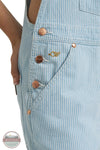 Wrangler 112375656 Lainey Wilson Stripped Cargo Bib Overalls front pocket initials detail view