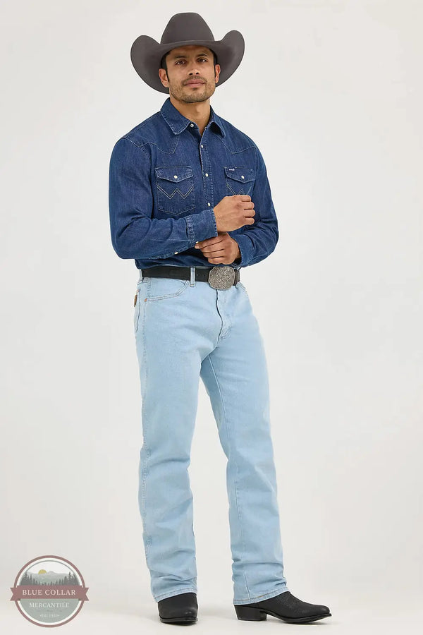 Wrangler 13MAFGH Cowboy Cut Original Fit Active Flex Jean in Light Wash, front