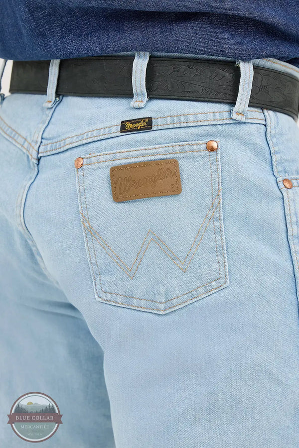 Wrangler 13MAFGH Cowboy Cut Original Fit Active Flex Jean in Light Wash, rear pocket