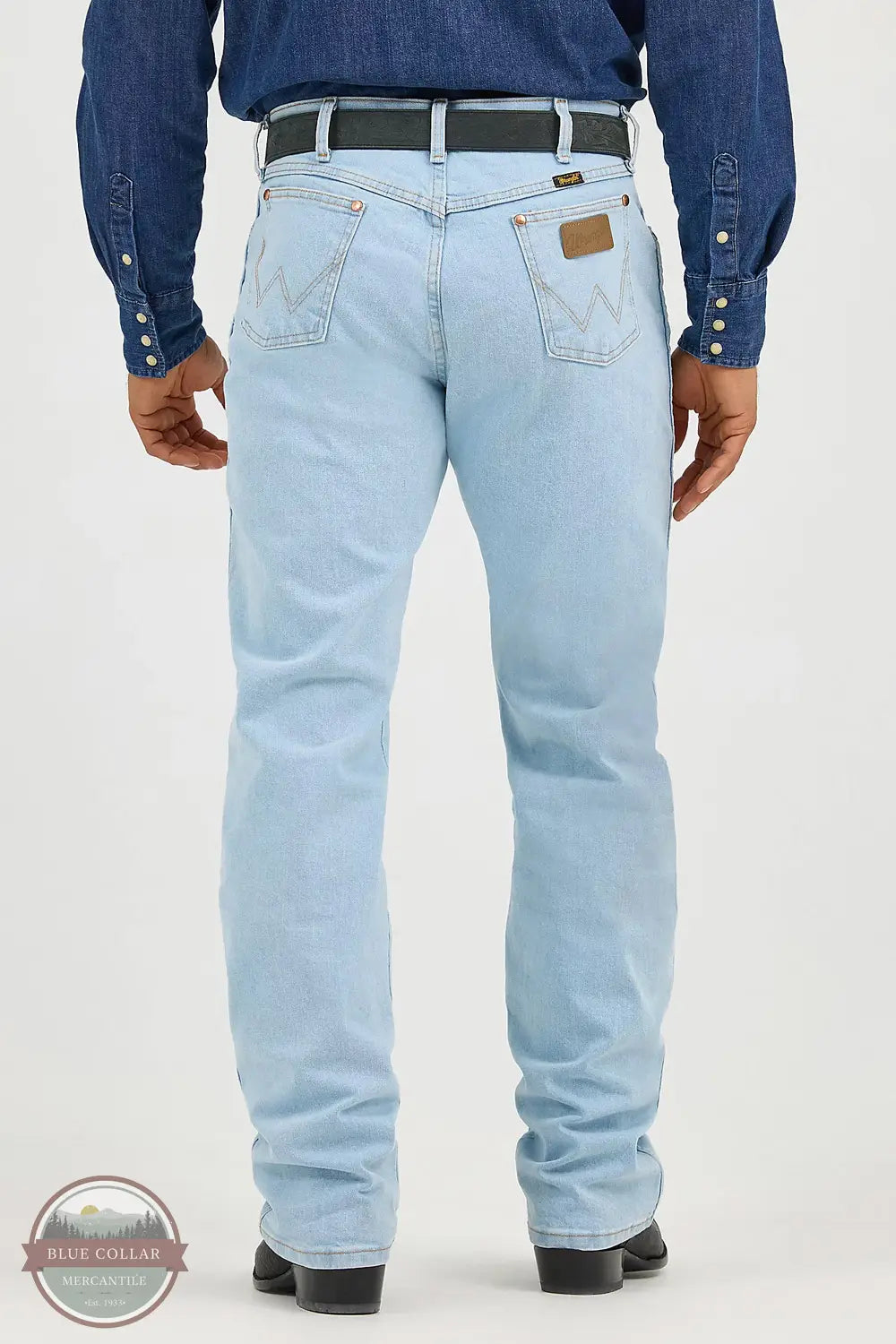 Wrangler 13MAFGH Cowboy Cut Original Fit Active Flex Jean in Light Wash, rear