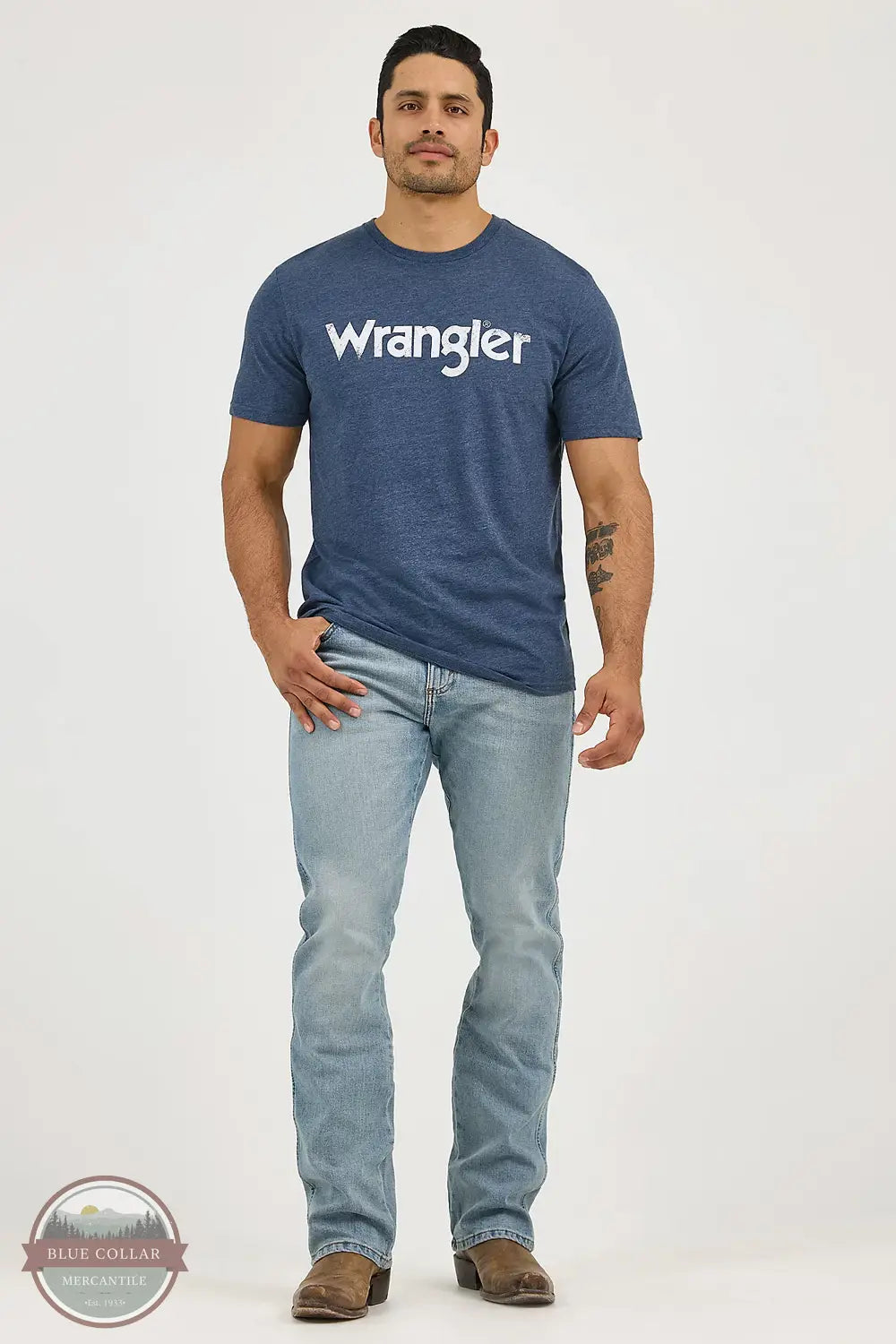 Wrangler 77MWZBR Retro Slim Boot Cut Jean in Light Wash, front