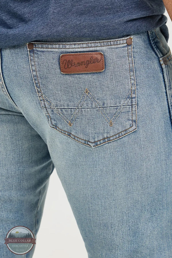 Wrangler 77MWZBR Retro Slim Boot Cut Jean in Light Wash, rear pocket