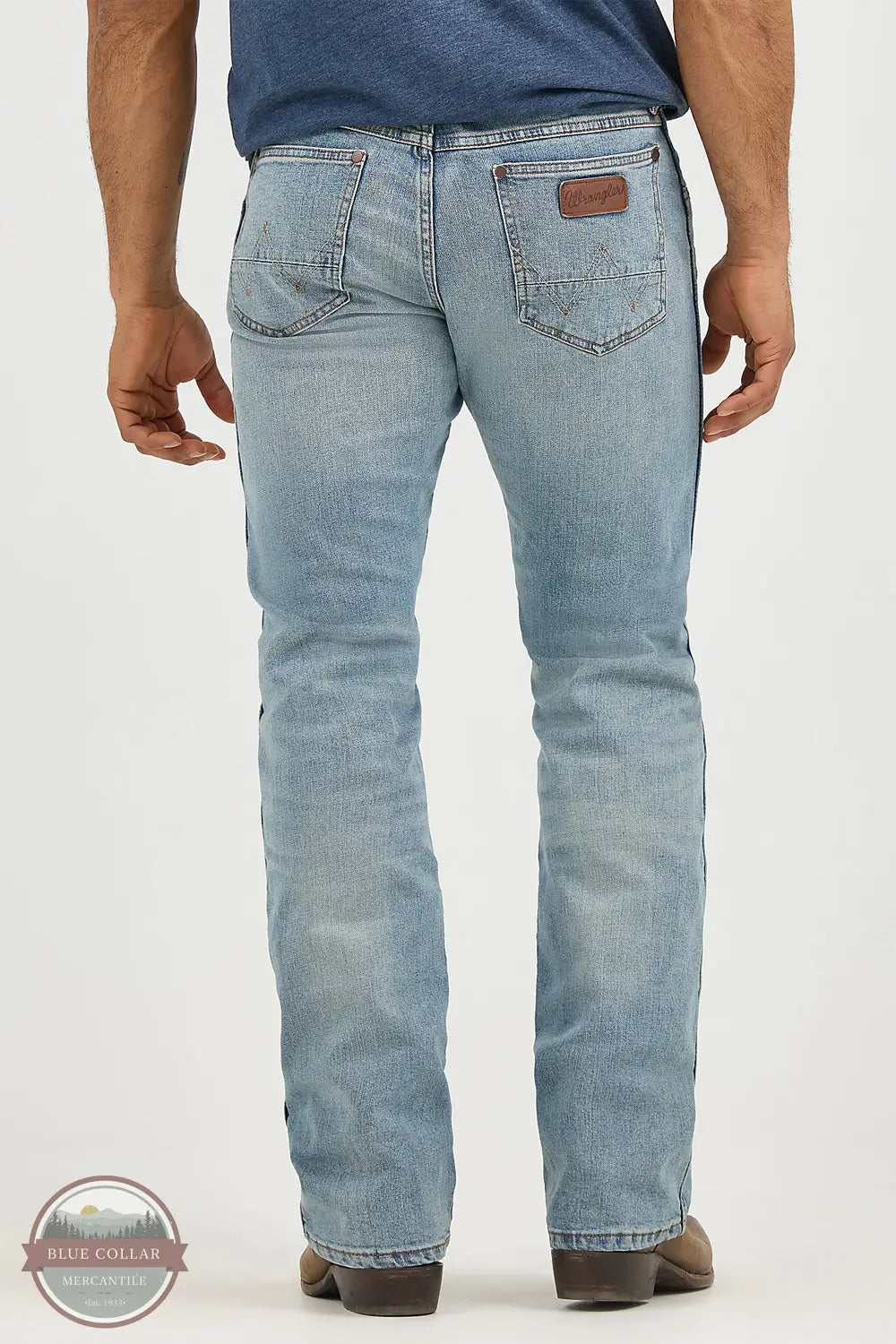 Wrangler 77MWZBR Retro Slim Boot Cut Jean in Light Wash, rear