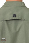 Wrangler NSB89DV Wrangler ATG™ Men's Mix Material Long Sleeve Shirt in Dusty Olive Green back vent view