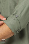 Wrangler NSB89DV Wrangler ATG™ Men's Mix Material Long Sleeve Shirt in Dusty Olive Green button sleeve view