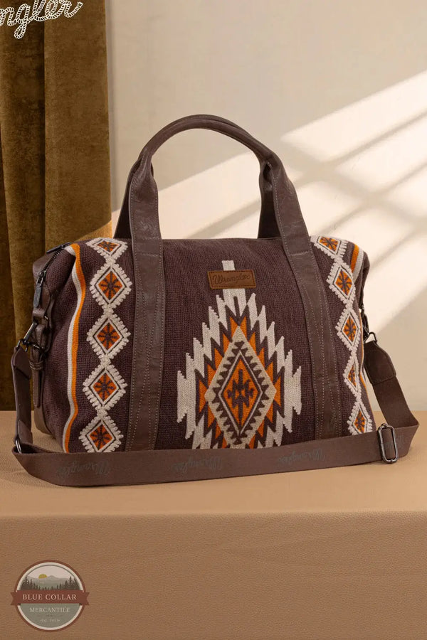 Wrangler WG174-5110 Southwestern Print Duffle Bag in coffee, front