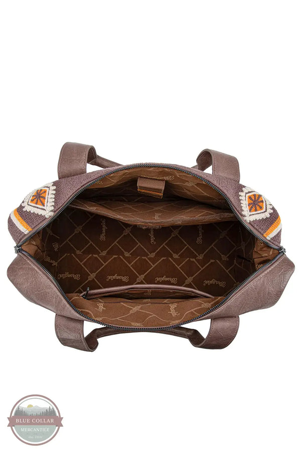 Wrangler WG174-5110 Southwestern Print Duffle Bag in coffee, inside