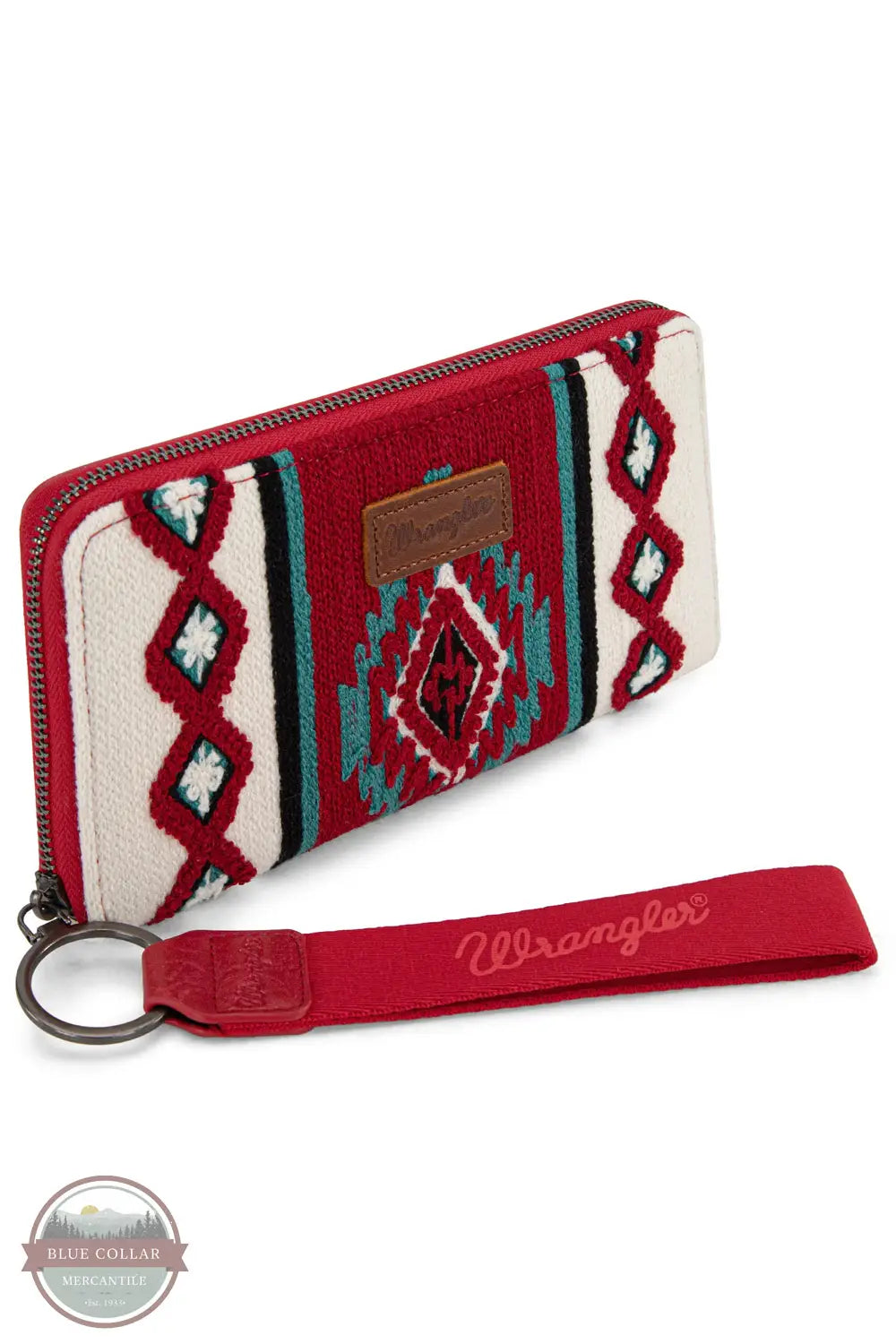 Wrangler WG174-W006 Southwestern Knitted Wallet Wristlet in burgundy, front