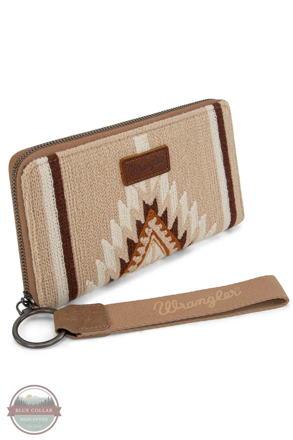 Wrangler WG174-W006 Southwestern Knitted Wallet Wristlet in khaki, front