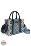 Wrangler WG2209-8120S Aztec Pattern Print Crossbody Tote in jean, front
