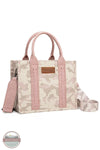 Wrangler WG286-8120S Wrangler Camo Print Concealed Carry Crossbody Tote in pink, front