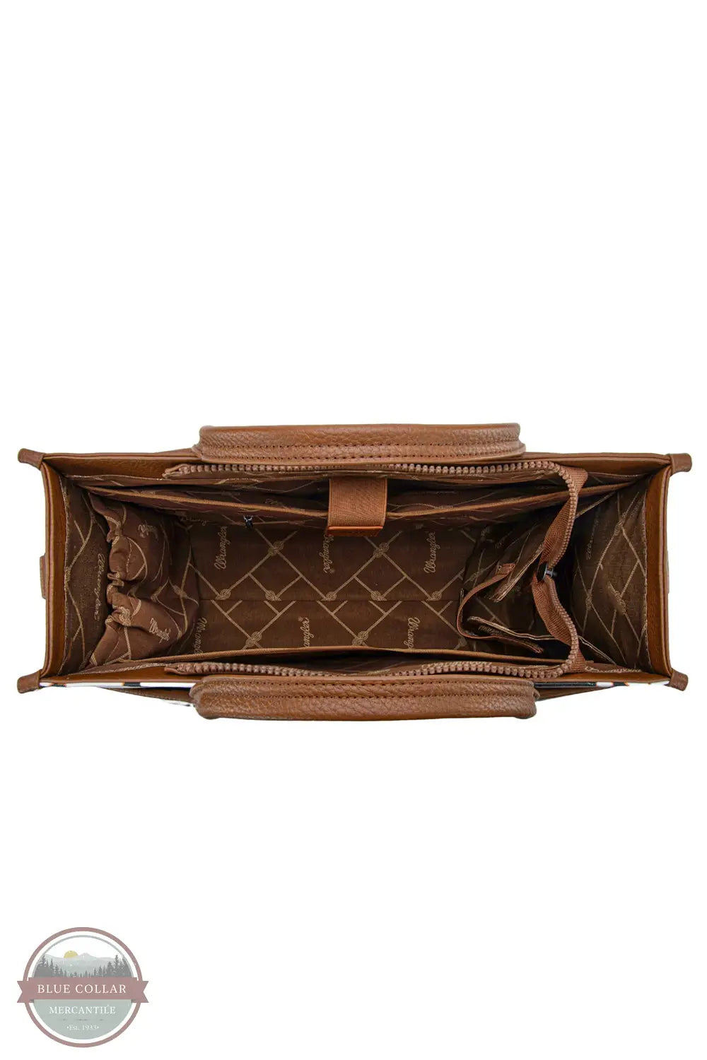 Wrangler WG288-8119 Carry-All Large Animal Print Work Tote in cow brown, inside