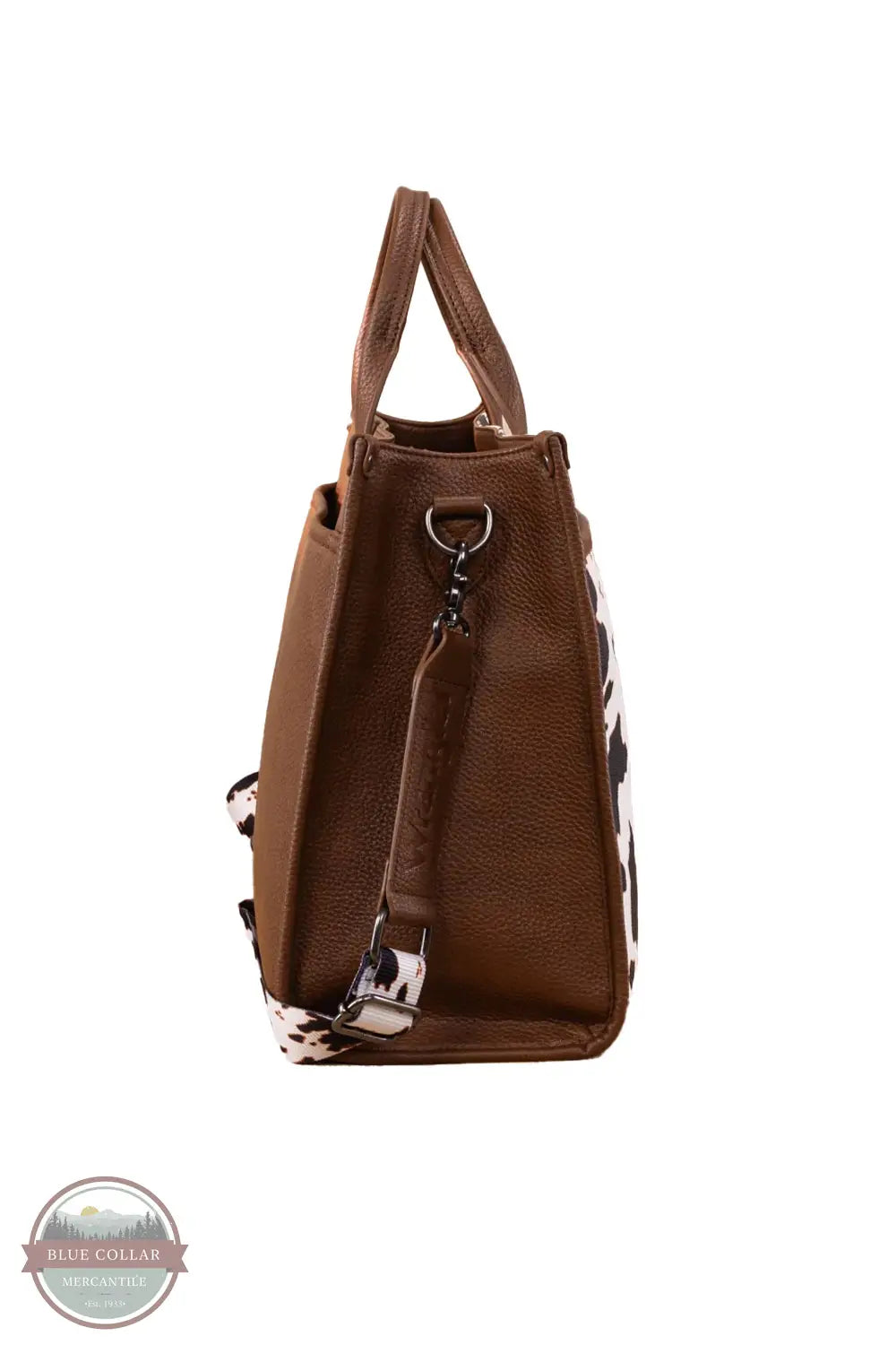 Wrangler WG288-8119 Carry-All Large Animal Print Work Tote in cow brown, side