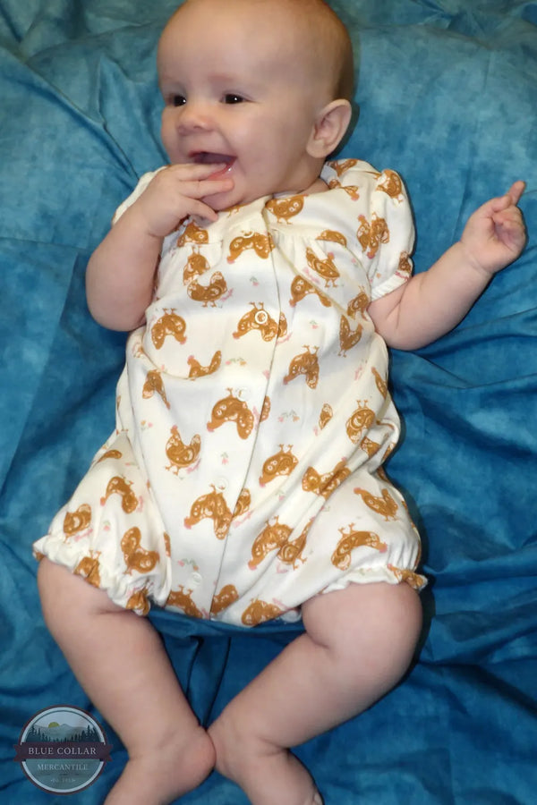 Wrangler Girls Infant Chicken Romper Set (2 Pieces) - HW1100013 infant in chicken covered onesie