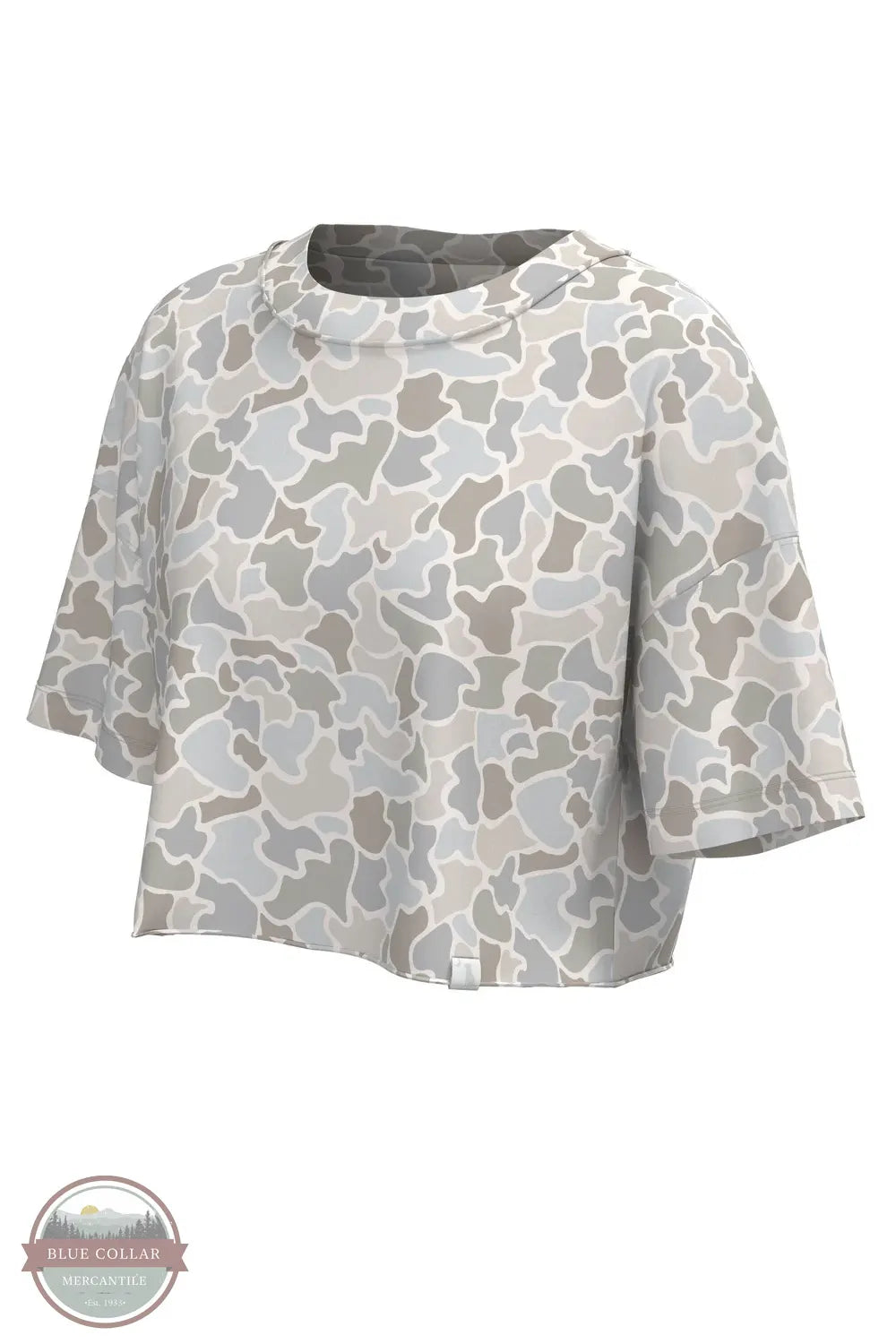 Local Girl L5011000 Youth Boxy Camo Crop T-Shirt Salt Water Camo front view