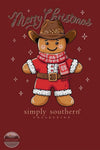 Simply Southern Girls' Gingerbread Cowboy Long Sleeve T-Shirt in Carmine Red YTH-LS-COWBOY-CARMINE imprint only shown