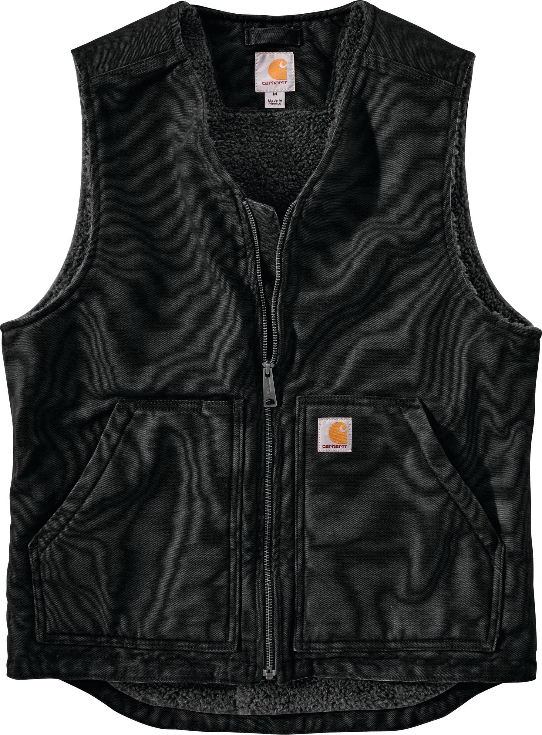 Carhartt 104394 BLK Washed Duck Sherpa Lined Vest Black