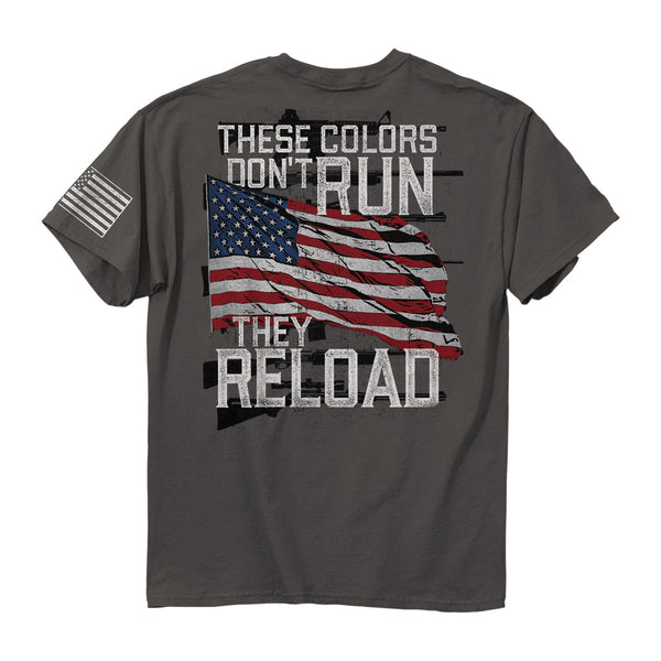 Buck Wear 2055 These Colors Don't Run Reload T-Shirt Gray Back View
