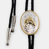M&F 22266 Silver and Gold Horsehead Bolo close up