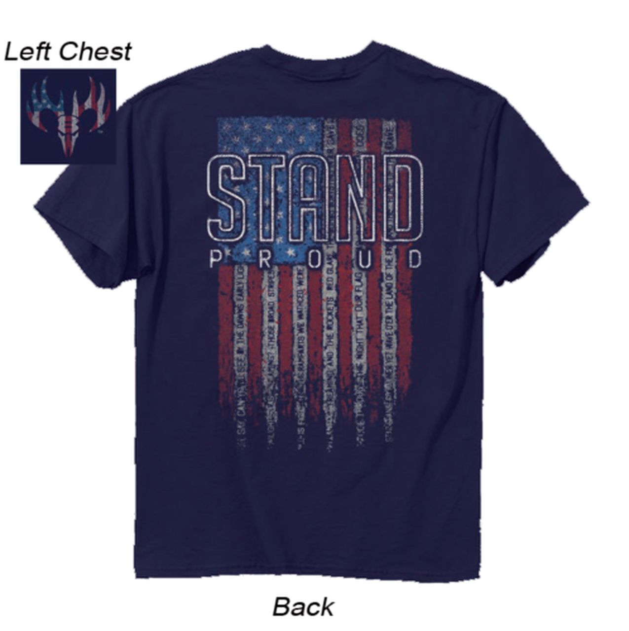 Buck Wear 2640 Stand Proud Flag T-Shirt Back View