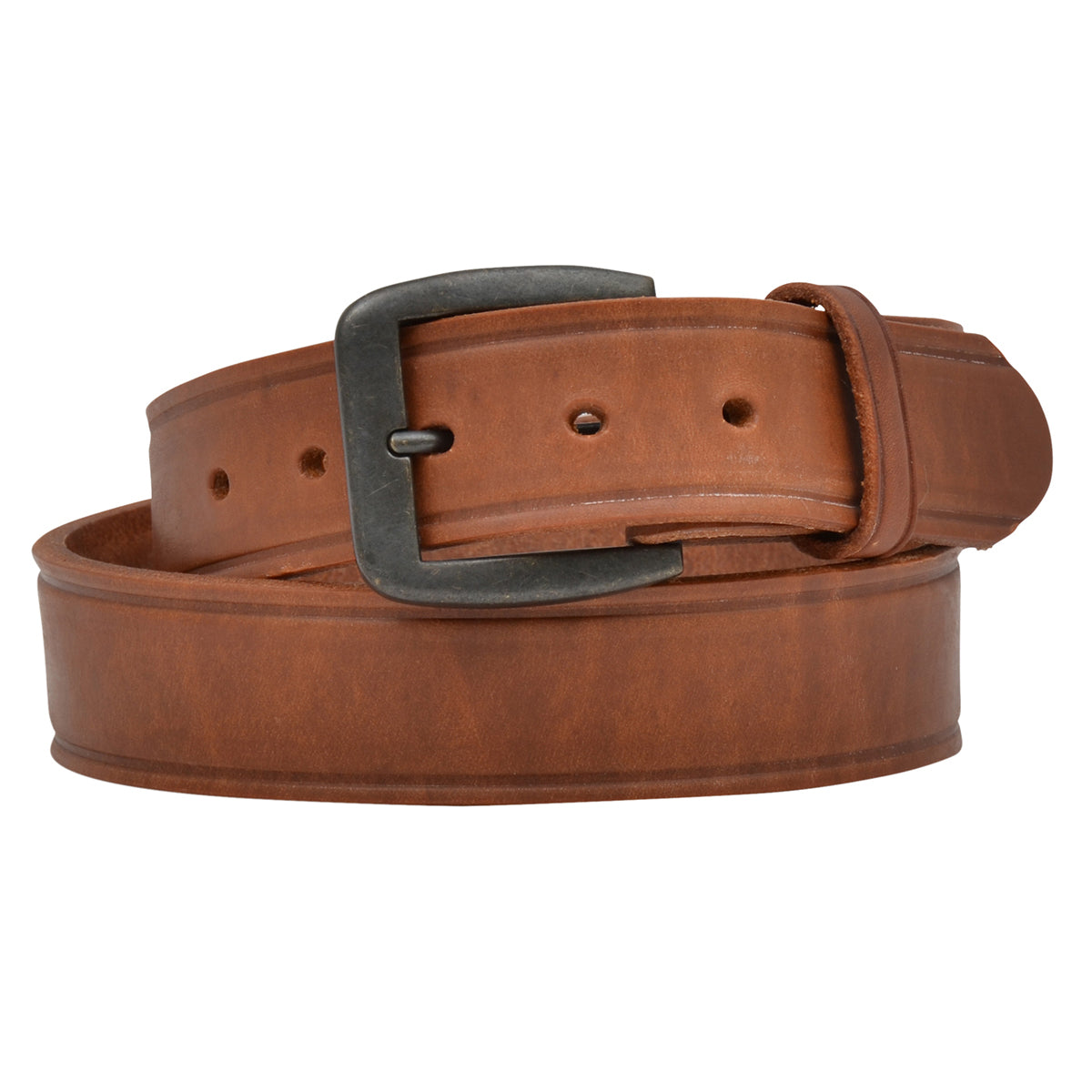 3D D1147 Heavy Brown Leather Harness Creased Edge Belt