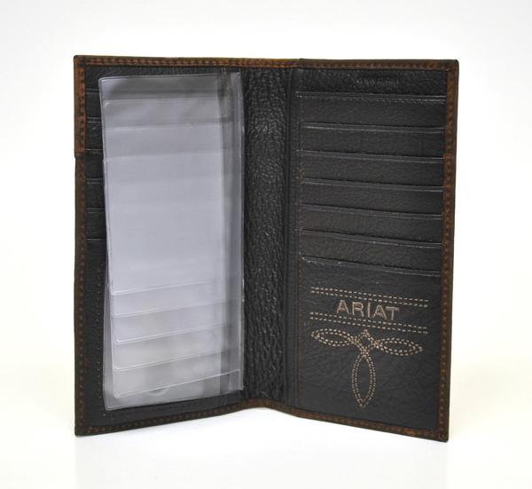 Overlay Boot Stitch & Shield Leather Checkbook/Rodeo Wallet by Ariat A3510802
