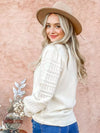 ANDTHEWHY ATW14127 Detailed Puff Shoulder Sweater in Ivory Back View
